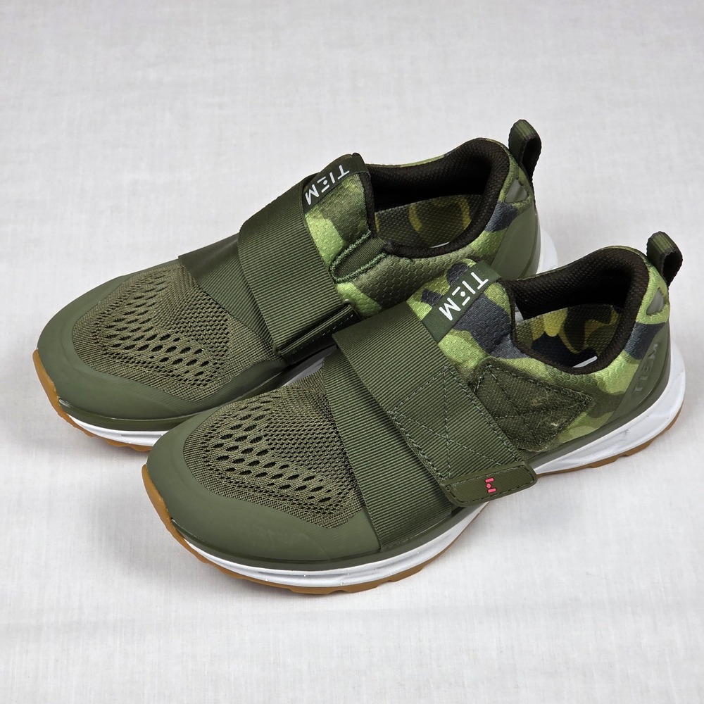 TIEM Slipstream Indoor Cycling Shoes Women 6.5 Green Camo SPD Cleat Synth. Mesh